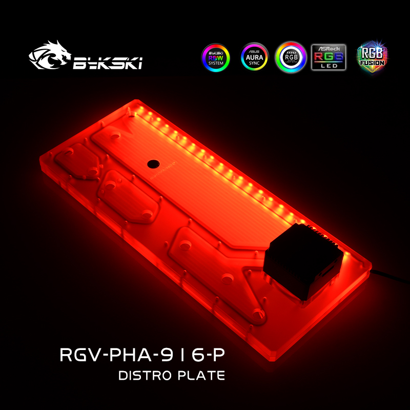 Distro Plate Ddc Pump Combo - Bykski RGV-PHA-916-P Acryl Distro Plaat/Board Reservoir